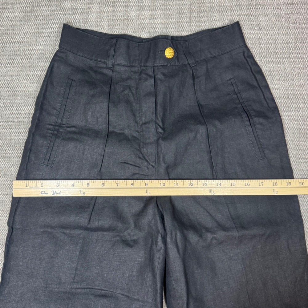 Vintage Escada Margaretha Ley Black Linen Pleated High Waist Trousers Pants 36 - Picture 6 of 10